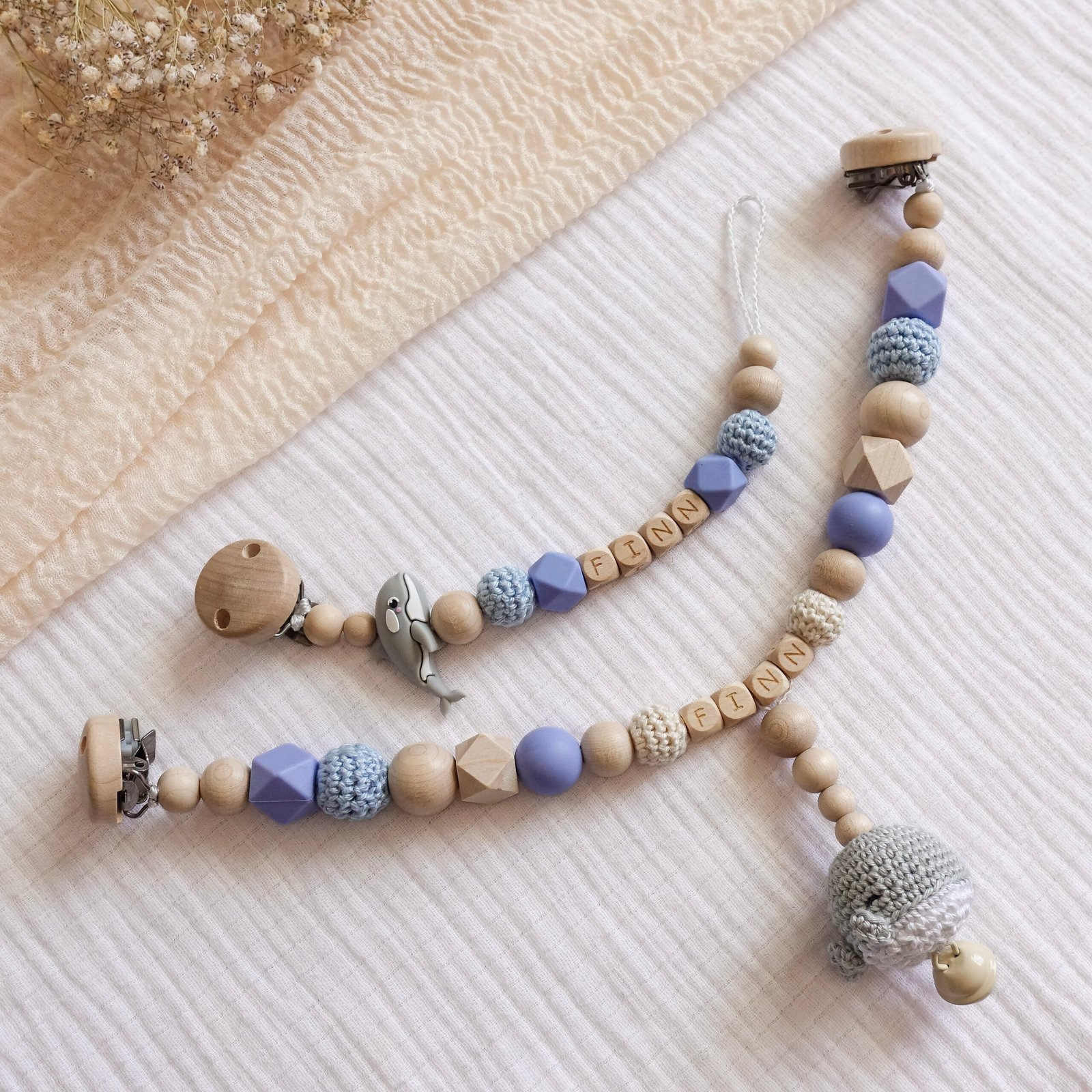 Kleine Meeresfreunde Kollektion Schnullerkette und Kinderwagenkette