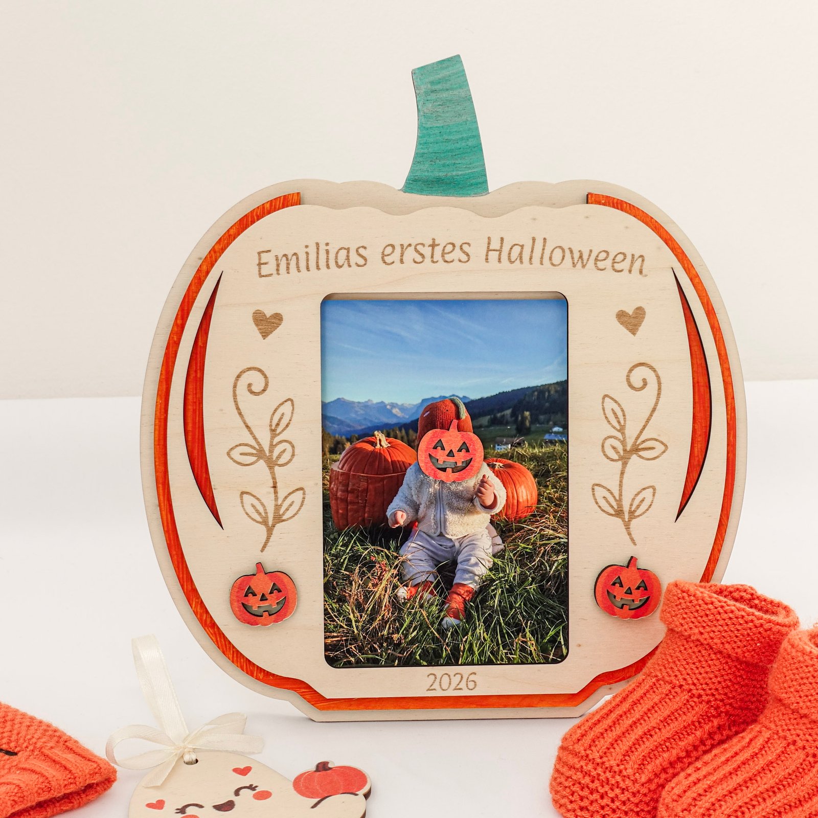 3D Kürbisrahmen personalisiert Herbstlich